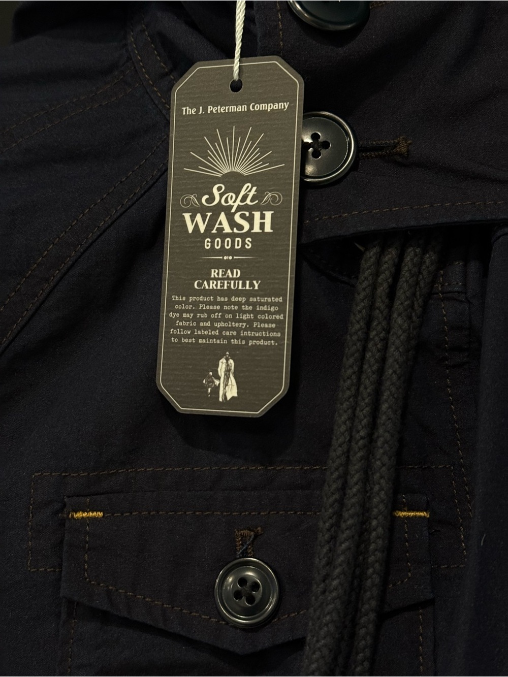 J. Peterman Dark Navy Button Jacket with Spare Buttons